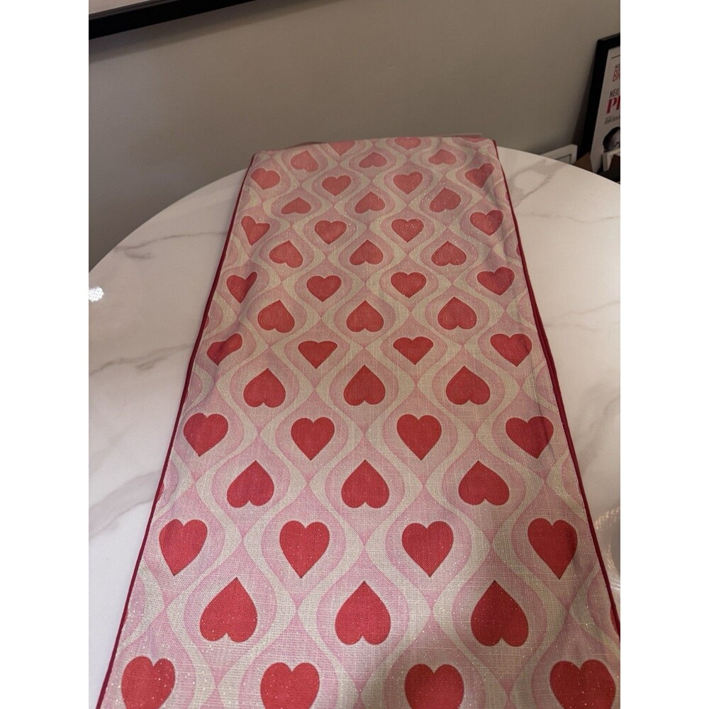Happy Anniversary Table Runner Decor. Hearts 16 x 90 Ombre Red. Wedding Love
